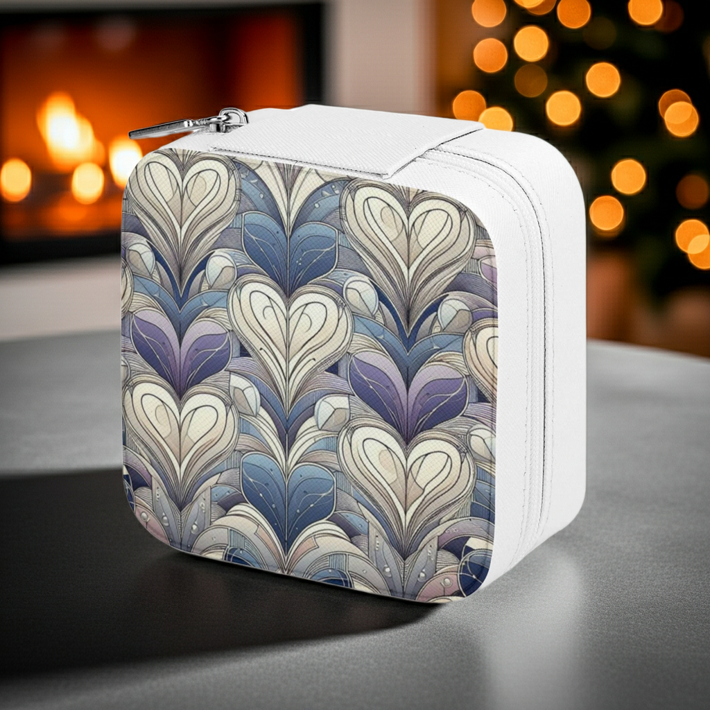 Lavender Floral Square Jewelry Organizer Box with Mirror