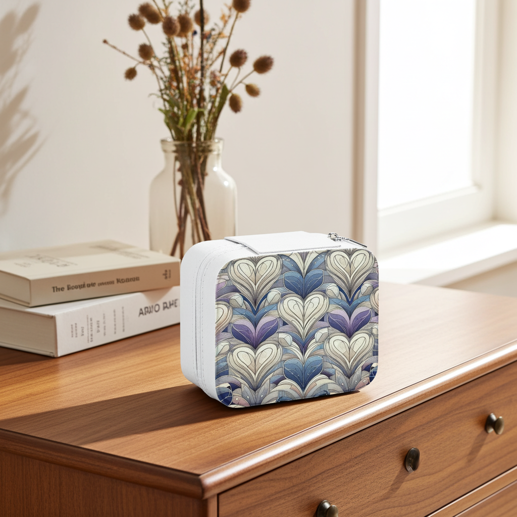 Lavender Floral Square Jewelry Organizer Box with Mirror