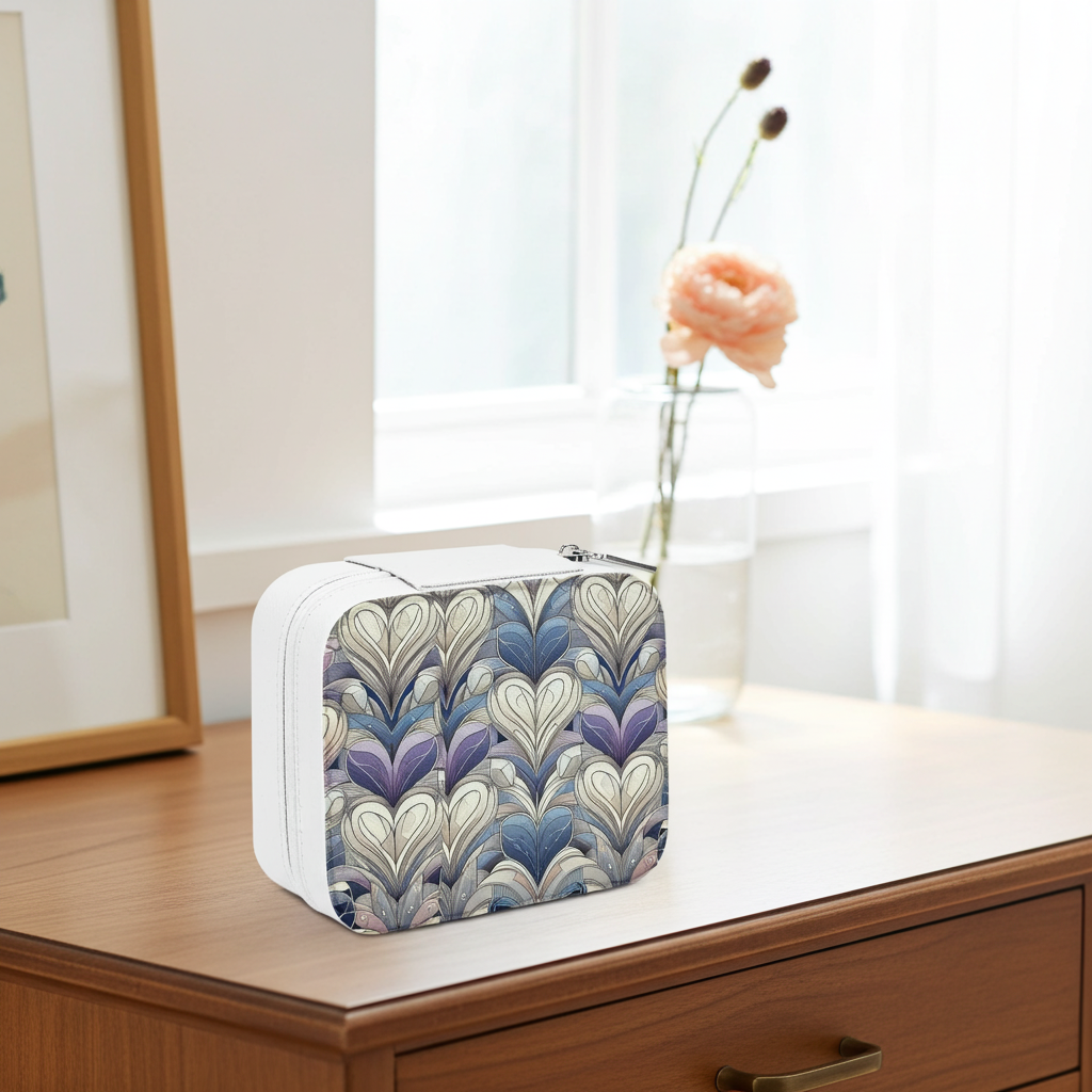 Lavender Floral Square Jewelry Organizer Box with Mirror