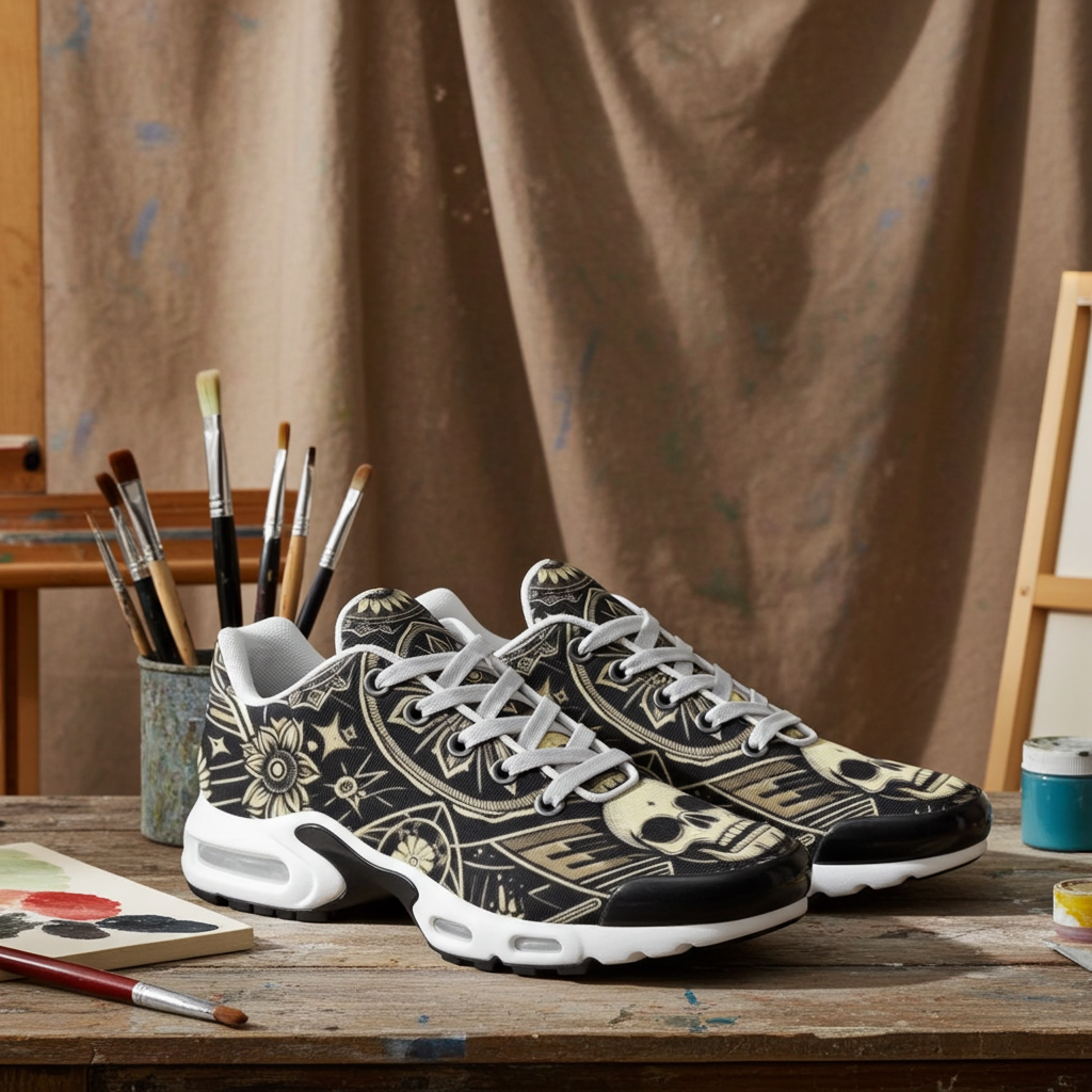 Men's Goth Art Deco Skull Air Cushion Sports Shoes with