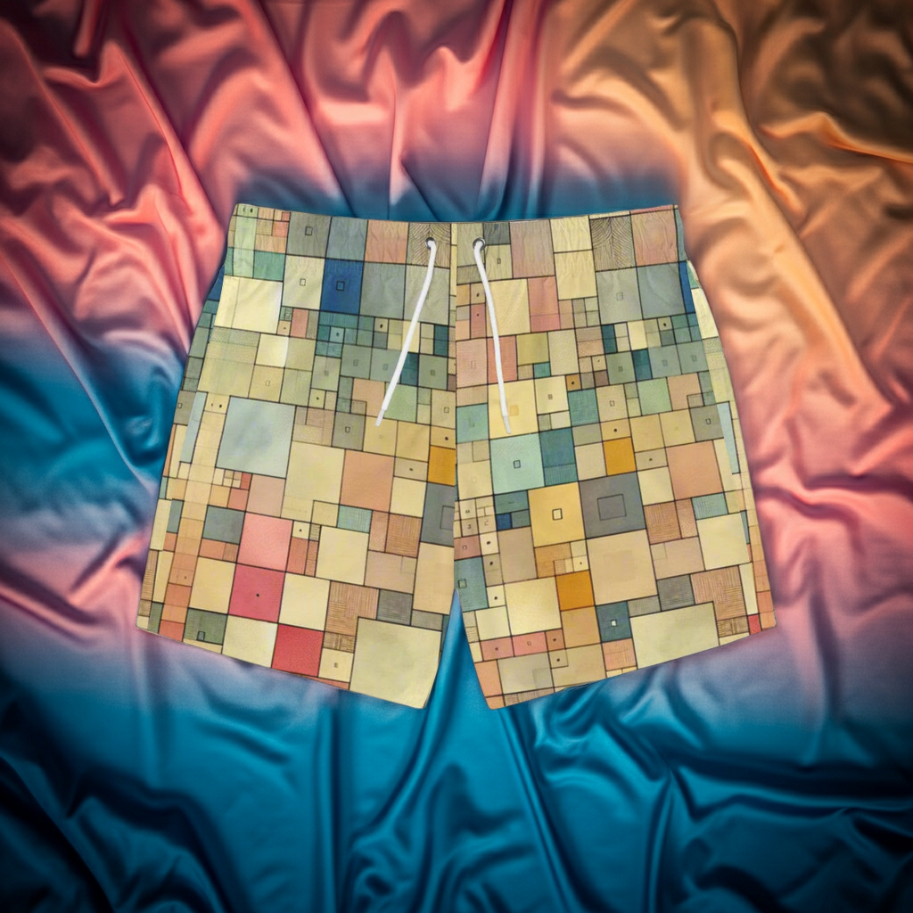 Men's Playful Mosaic Wave Swim Trunks