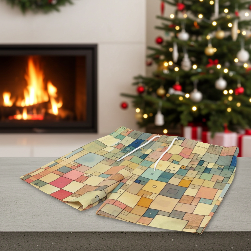 Men's Playful Mosaic Wave Swim Trunks