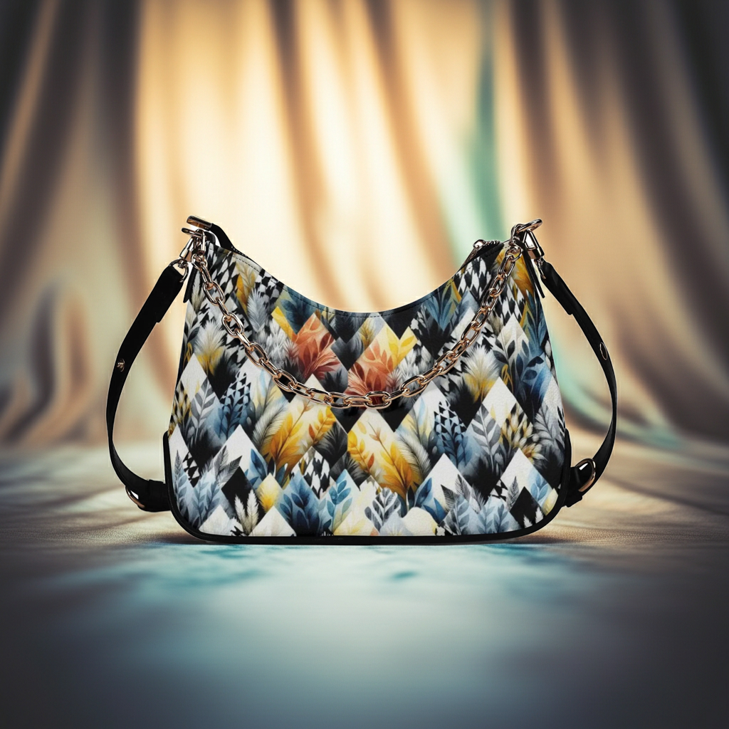 Modern Abstract Design Women's Leather Crossbody Bag - Removable Shoulder Strap