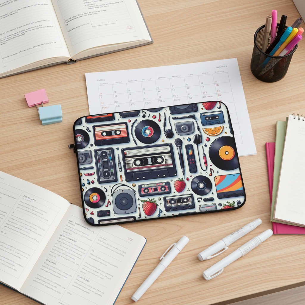 Tech Sleeve - Retro Cassette Tapes and Vinyl Records Design