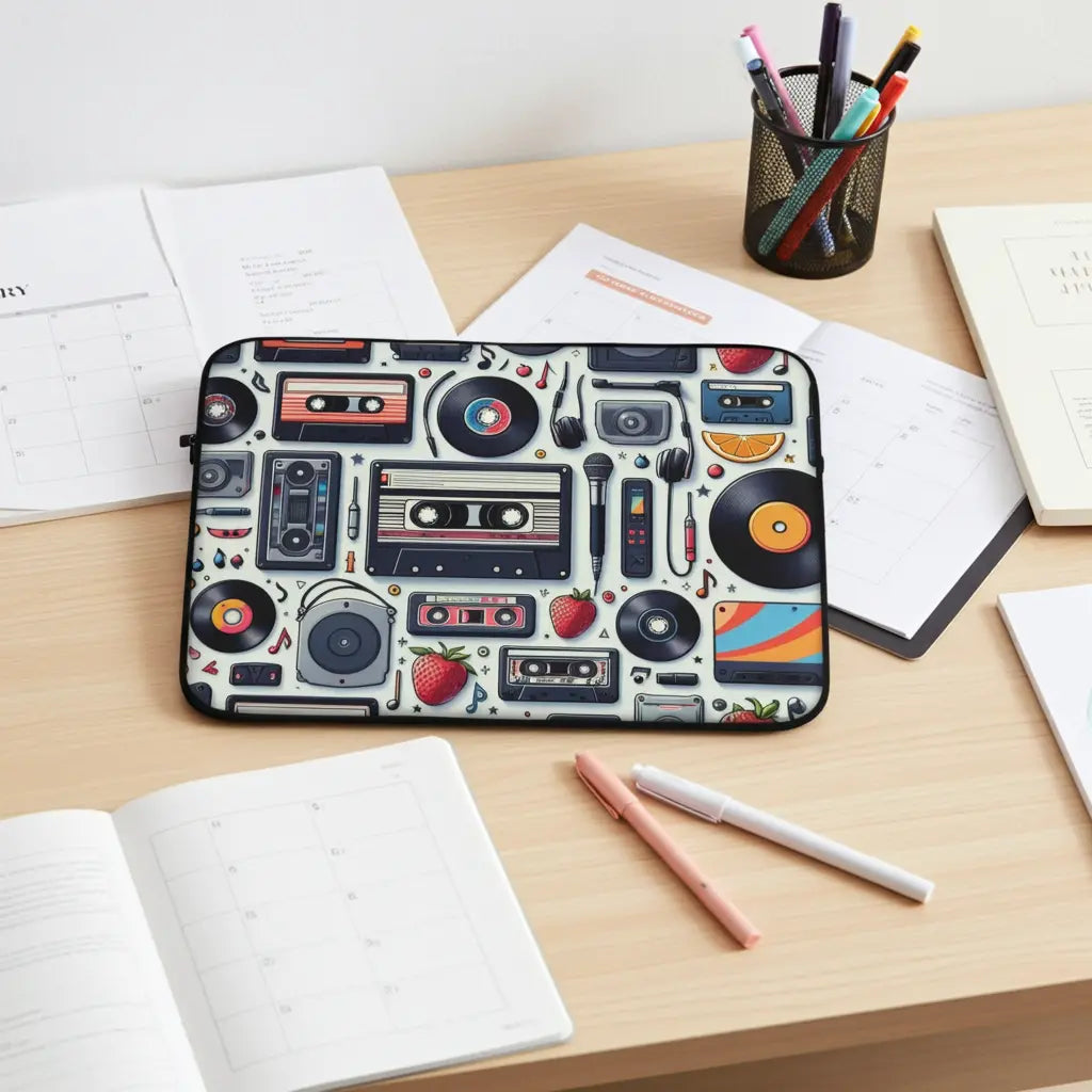 Tech Sleeve - Retro Cassette Tapes and Vinyl Records Design