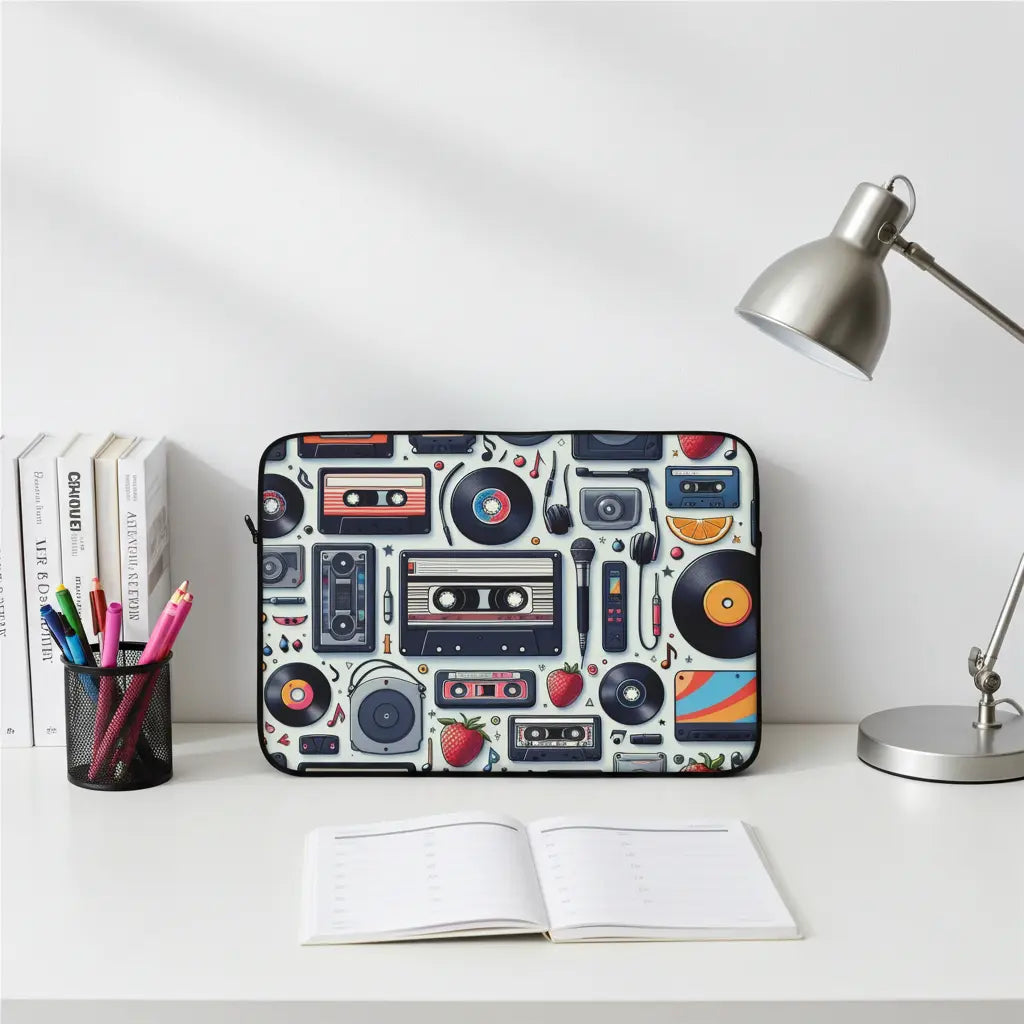 Tech Sleeve - Retro Cassette Tapes and Vinyl Records Design