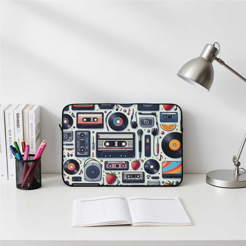 Tech Sleeve - Retro Cassette Tapes and Vinyl Records Design