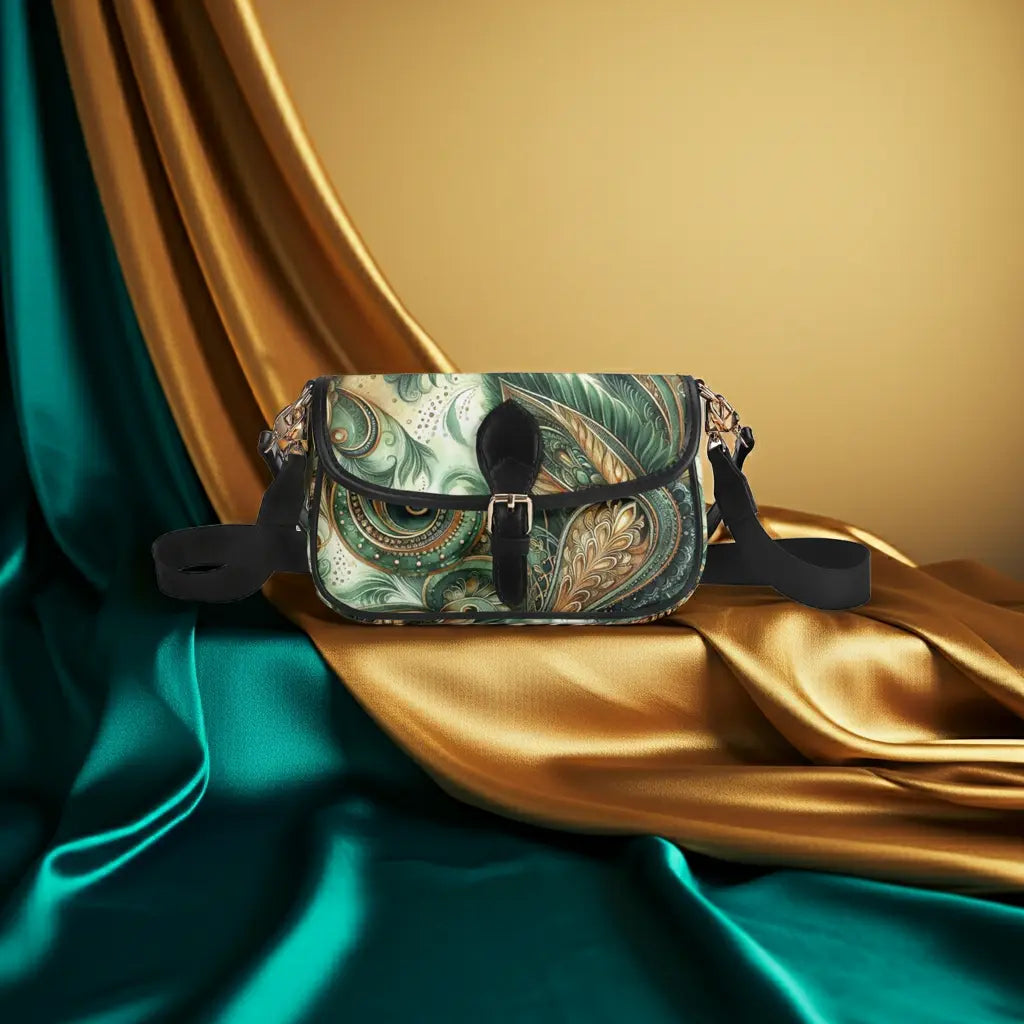 Women's Emerald Paisley Elegance Leather Handbag