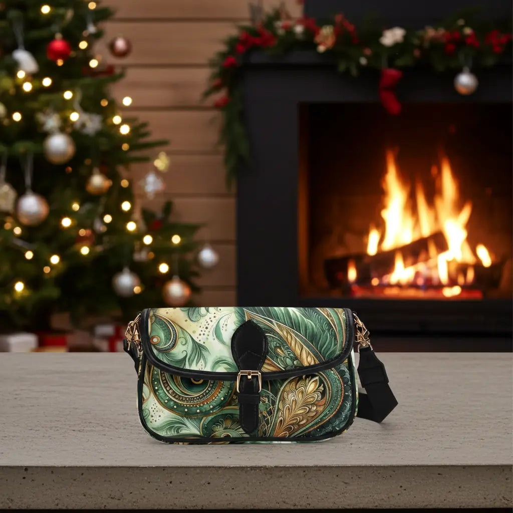 Women's Emerald Paisley Elegance Leather Handbag