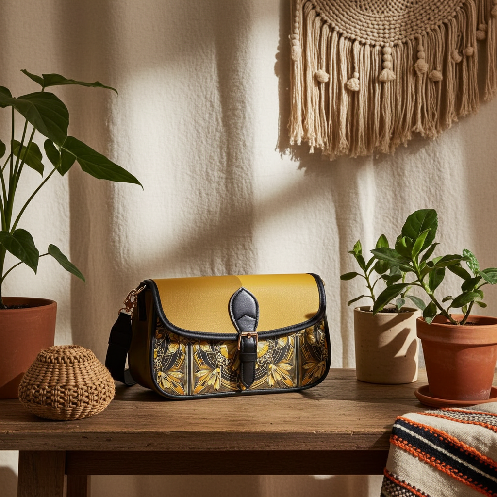 Women's Leather Golden Cocoa Butterfly Chain Crossbody Handbag