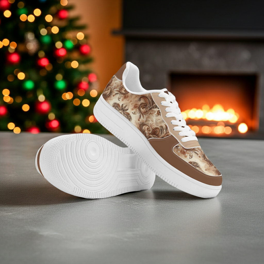 Womens Mocha Mousse Floral Fusion Sneakers
