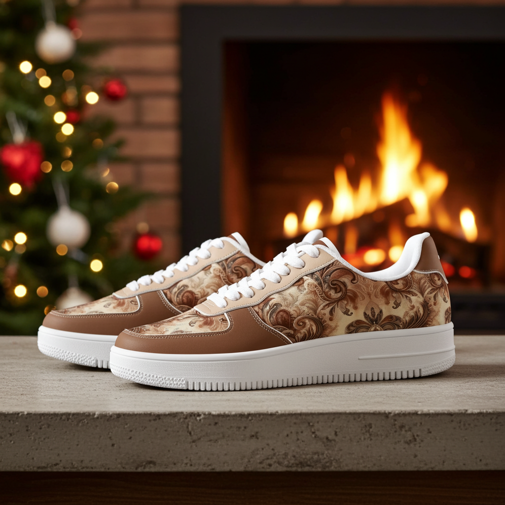 Womens Mocha Mousse Floral Fusion Sneakers