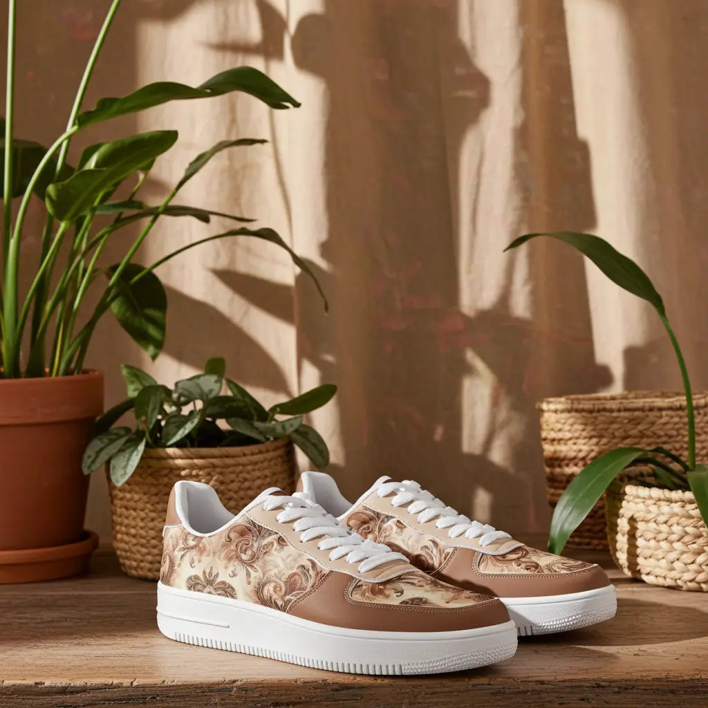 Womens Mocha Mousse Floral Fusion Sneakers