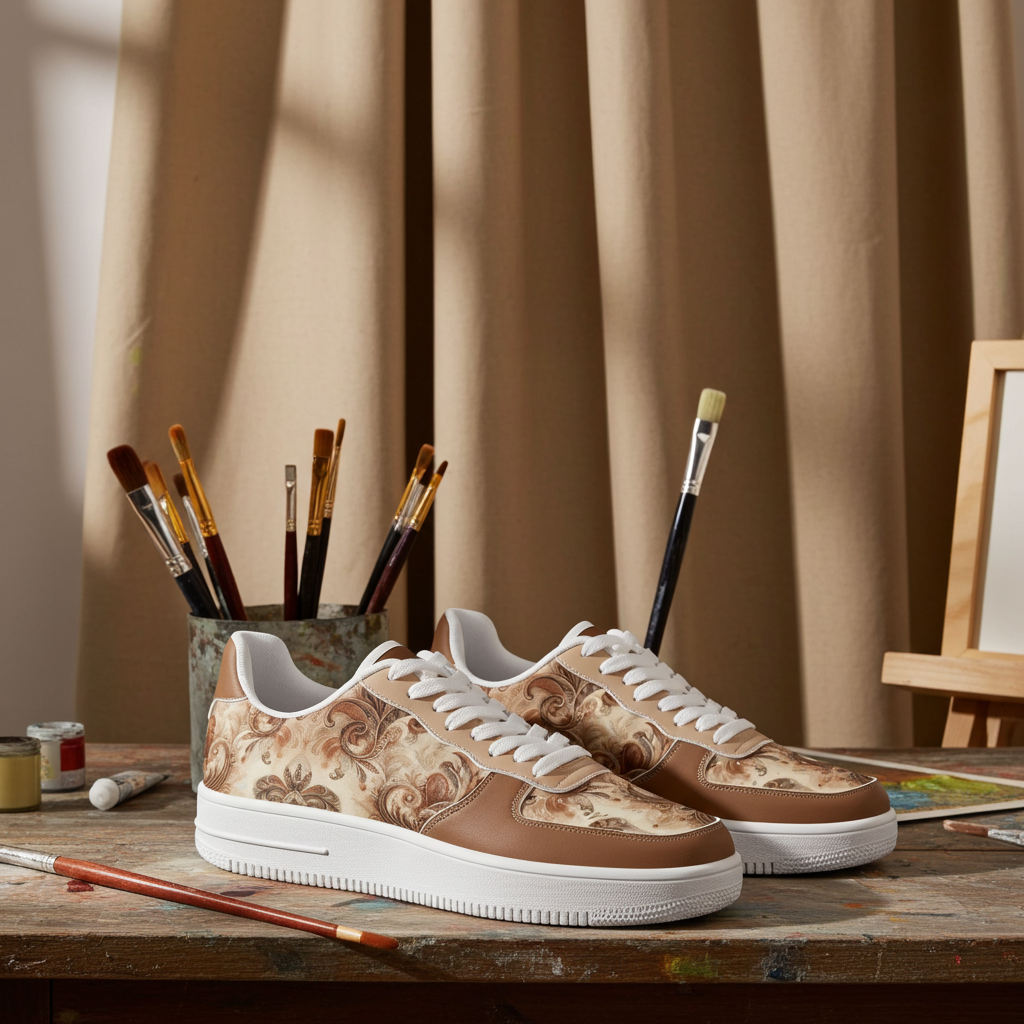 Womens Mocha Mousse Floral Fusion Sneakers